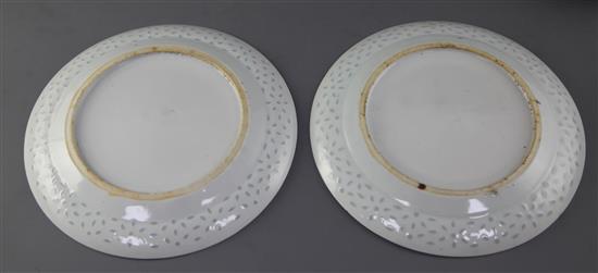 Six unusual Chinese famille rose rice-grain bordered plates, Guangxu period (1875-1908), 22.5cm